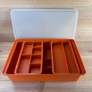 Vintage Tupperware Tuppercraft Sewing Craft Tackle Box Organizer 1421-4 Orange